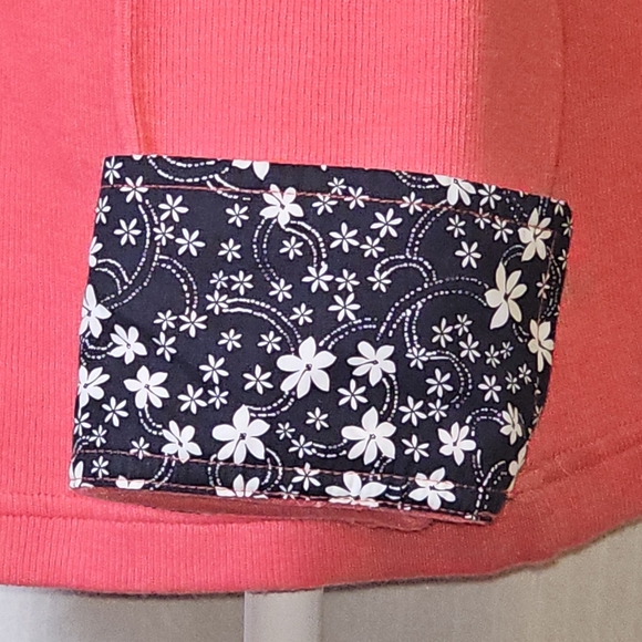 Orvis Womens 1/4 Zip Pullover XL Sweater Shirt Salsa(pink)Floral Trim - Picture 7 of 13